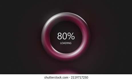 Ring with luminous loading line. Motion. Luminous loading ring with percentages. Percentage of load in virtual space