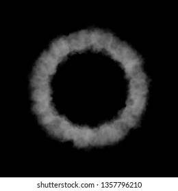 Ring Of Smoke. Isolated On Black Background. 3D Rendering Illustration.