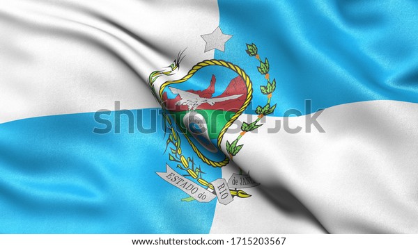 Rio De Janeiro Flag Waving Wind Stock Illustration