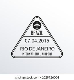 Rio De Janeiro Passport Stamp. Brazil Airport Visa Stamp Or Immigration Sign. Custom Control Cachet.