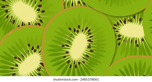 ripe kiwi fruit cut in half close up. lots of juicy kiwi fruit	 - Powered by Shutterstock