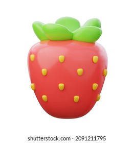 Ripe Red Strawberry 3d Render Illustration.