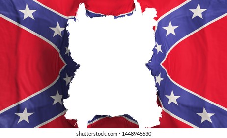 Ripped Confederate Flying Flag, Over White Background, 3d Rendering