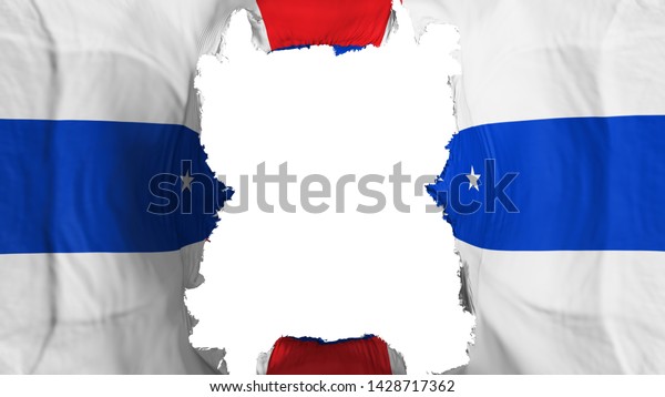 Ripped Netherlands Antilles 1986-2010 flying\
flag, over white background, 3d\
rendering