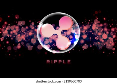 Ripple Crypto Currency. Ripple(xrp) On Abstract Background. XRP In Bubble.