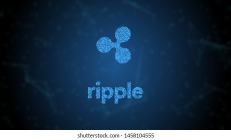 Ripple Logo Digital Currency, Particles Effect, Futuristic Digital Money, Logo Concept