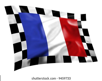 Rippled French Flag With Chequered Border (illustration)