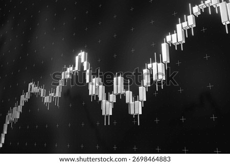 Rising 3D metallic candlestick chart representing stock or crypto market trends on a dark background.