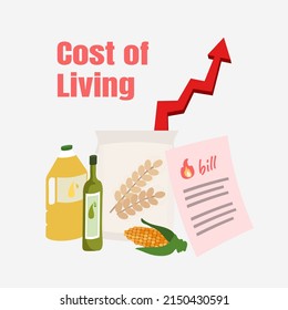 Rising Cost Of Living. Concepts Of Inflation, Labor Shortages, Higher Energy Bills And Supply Chain Delays.