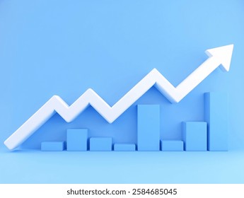 Rising curve and data analysis concept 3D rendering, business growth graph 3d illustration