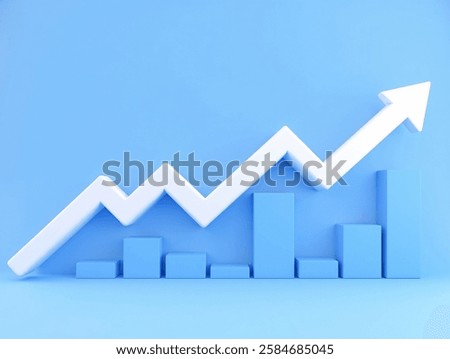 Rising curve and data analysis concept 3D rendering, business growth graph 3d illustration