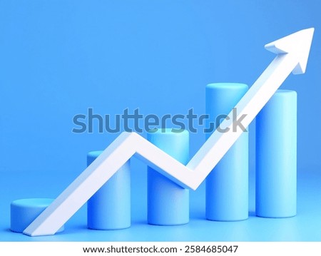 Rising curve and data analysis concept 3D rendering, business growth graph 3d illustration