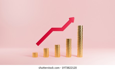 Rising Graph For Growth Success. 3d Rendering