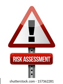 Risk Assessment Road Sign Illustration Design Over A White Background