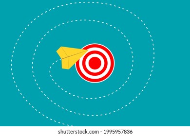 Risk Aversion Or Risk Avoidance. Risk Management. Paper Plane Circling Around The Target Before Landing.