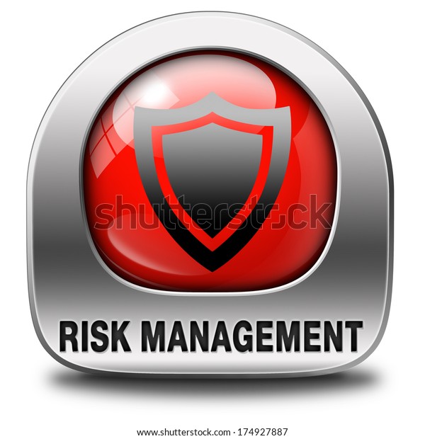 Risk management or assessment icon safety first\
security and safe red\
sign