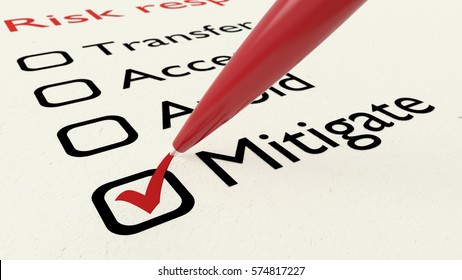 Risk Response Checklist With A Red Ballpen Setting A Tick In The Mitigate Checkbox 3D Illustration