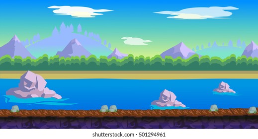River Game Background 2d Game Application Stock Illustration 501294961 ...