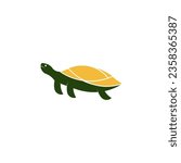 river turtle vector with yellow shell