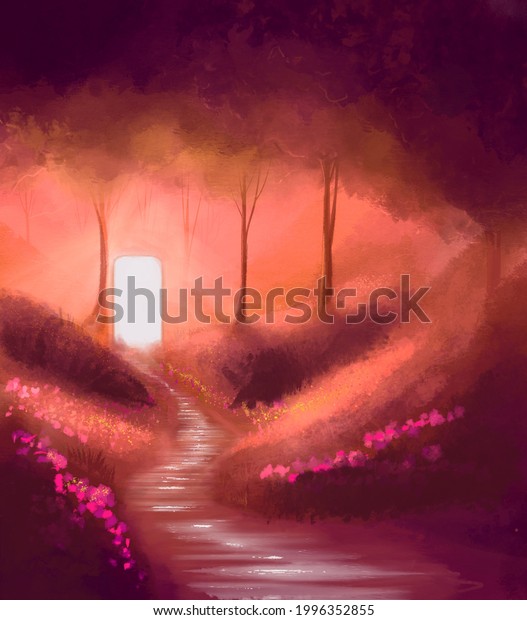 River in the
woods illustration style
painting