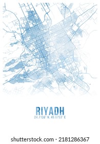 Riyadh Watercolor City Map Poster