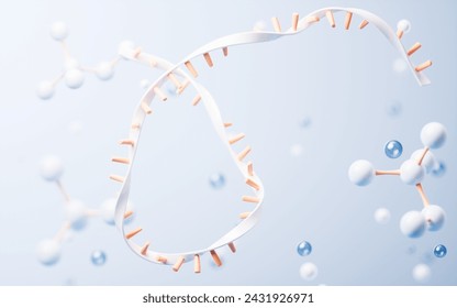 RNA with biological concept, 3d rendering. 3D illustration.