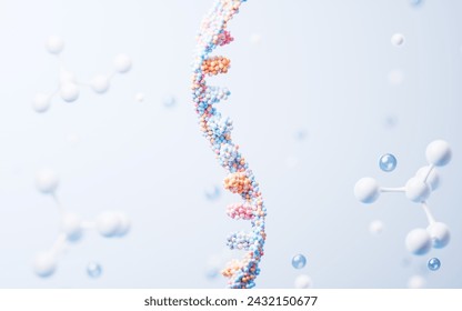 RNA with biological concept, 3d rendering. 3D illustration.