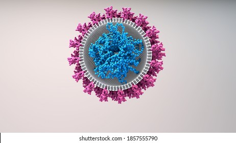 RNA Vaccine New Type Of Vaccine Inserts Fragments Of The Virus RNA Into Human Cells To Reprogram Them To Produce Viral Protein Spikes Then Stimulate And Immune Response. 3d Illustration