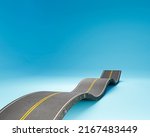 Road with blue and grey mixture background. Travel and vacation road. infinity road for advertising mockup. Road isolated on blue and grey background. Motorway design. 3d rendered illustration