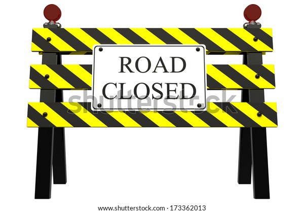 Road Closed Sign Isolated White Background Stock Illustration 173362013