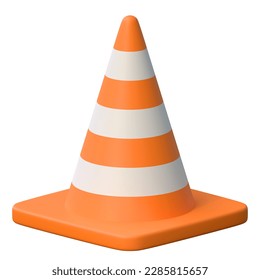 símbolo de aviso de cono de carretera jornalero icono 3d ilustración