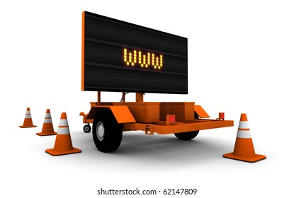 Road Construction Sign With WWW Displayed.