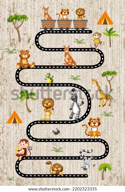 road game pattern animals\
tree city road vector drawings zoo illustration graphic\
design