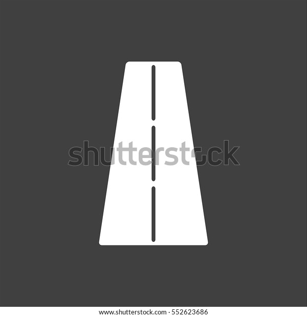 Road icon flat. White symbol illustration\
isolated on grey\
background