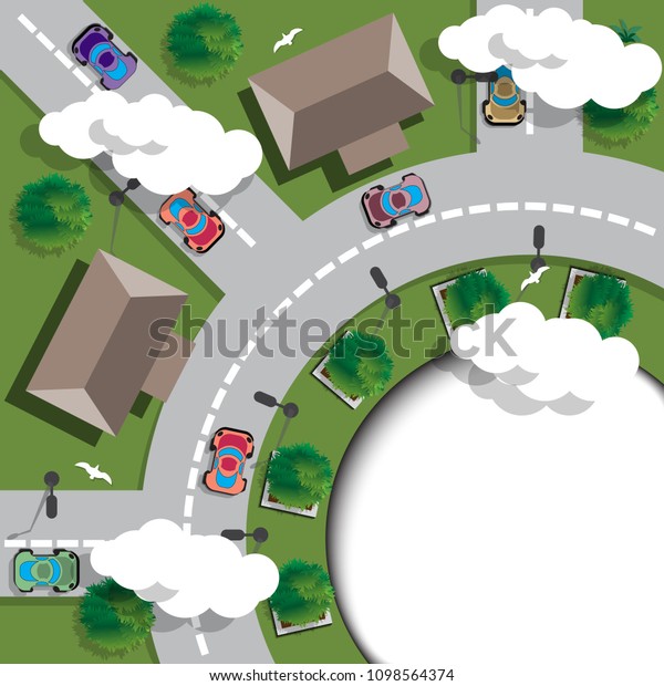 Road intersection. View from above.\
Business template for presentation. Raster\
version.
