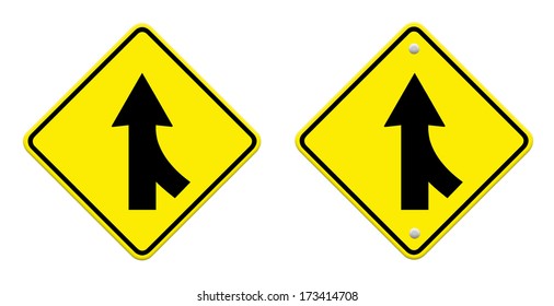 Road Merge Sign On White Stock Illustration 173414708 