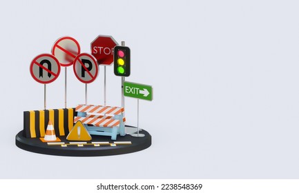 Road Safety awareness concept illustration with copy space. 3D Rendering - Powered by Shutterstock