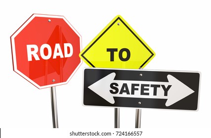 Road Safety Stop Caution Warning Signs Stock Illustration 724166557 ...