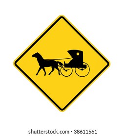 Road Sign - Amish Buggy And Horse