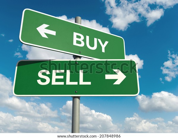 Road Sign Buy Sell Words On Stock Illustration 207848986