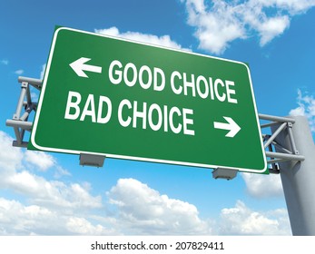 Road Sign Good Choice Bad Choice Stock Illustration 207829411