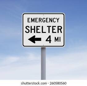 A Road Sign Indicating Emergency Shelter 