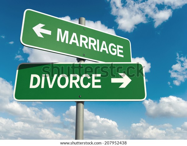 Road Sign Marriage Divorce Words On Stock Illustration 207952438