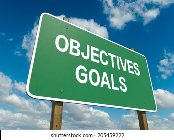 Road Sign Objectives Goals Words On Stock Illustration 205459222 ...