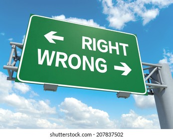 Road Sign Right Wrong Words On Stock Illustration 207837502 | Shutterstock