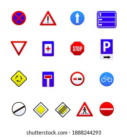 Road Signs Isolated On White Background Stock Illustration 1888244293 ...