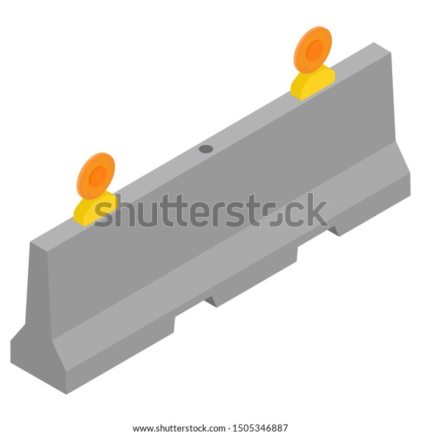 Road street barrier with warning light\
isometric view. Traffic barrier. Road\
block