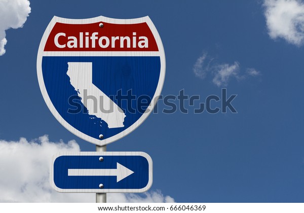 Road Trip California Red White Blue Stock Illustration 666046369