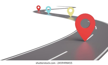 Roadmap for plan implementation and markers installed along the way. 3d rendering