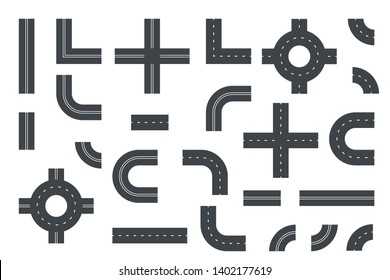 Roads Highways Street Elements Templates Set Stock Vector (Royalty Free ...